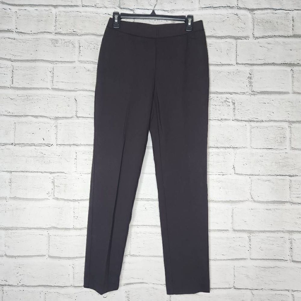 J.Jill Ponte Pull On Slim-Leg Relaxed Fit Solid Dress Pants Brown Extra Small